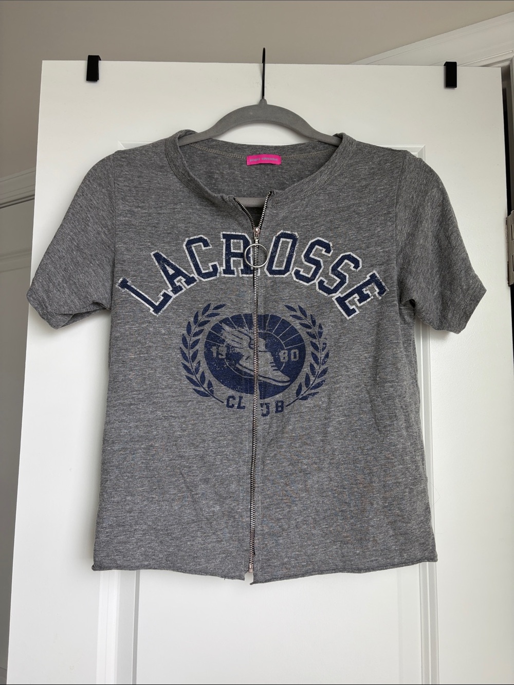 Gray Lacrosse Zip-Front Short Sleeve Tee